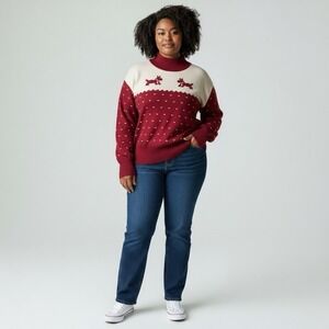 Circus Clothing Scotty Dog Fair Isle Sweater UK 2X Fits US XL–1X Burgundy